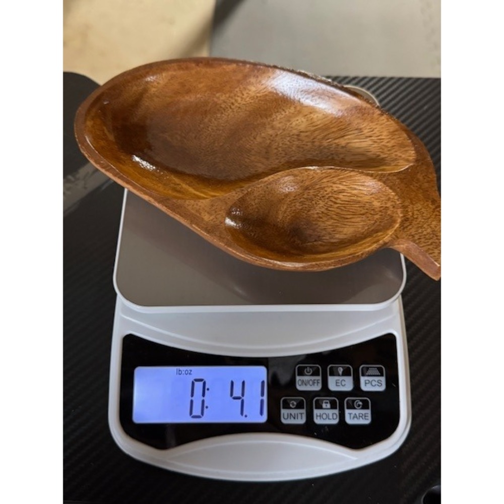 Vintage Monkey Pod Wood Mango Shaped 2 Section Serving Tray Snack Dish Brown - Picture 11 of 11